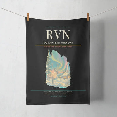 Rovaniemi Airport (RVN) design on black towel