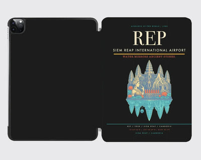 Siem Reap International Airport (REP) design on black ipad tablet case