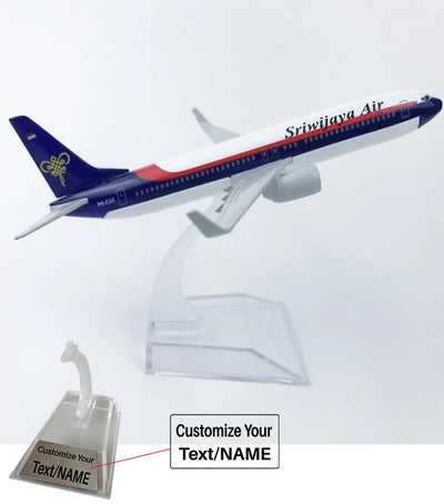 Side view of Sriwijaya Air Boeing 737 Airplane Model (16CM) aviation 16-18cm scale model aircraft in diecast metal.
