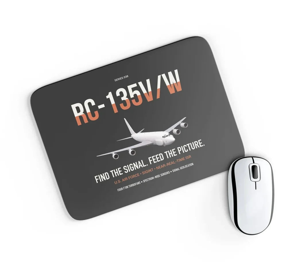 RC-135V W Rivet Joint design on black rectangle mouse pad