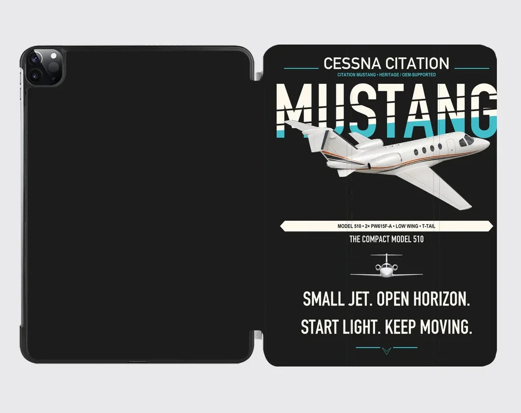 Cessna Citation Mustang design on black ipad tablet case