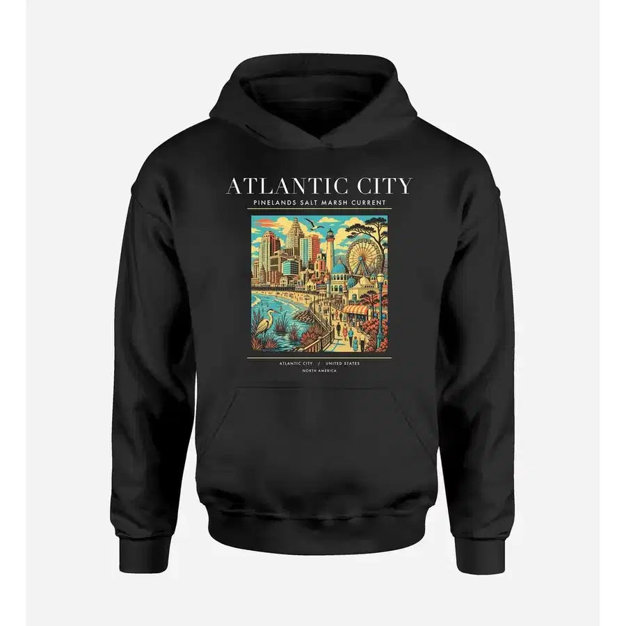 ATLANTIC CITY - Poster - Premium Hoodie - Black