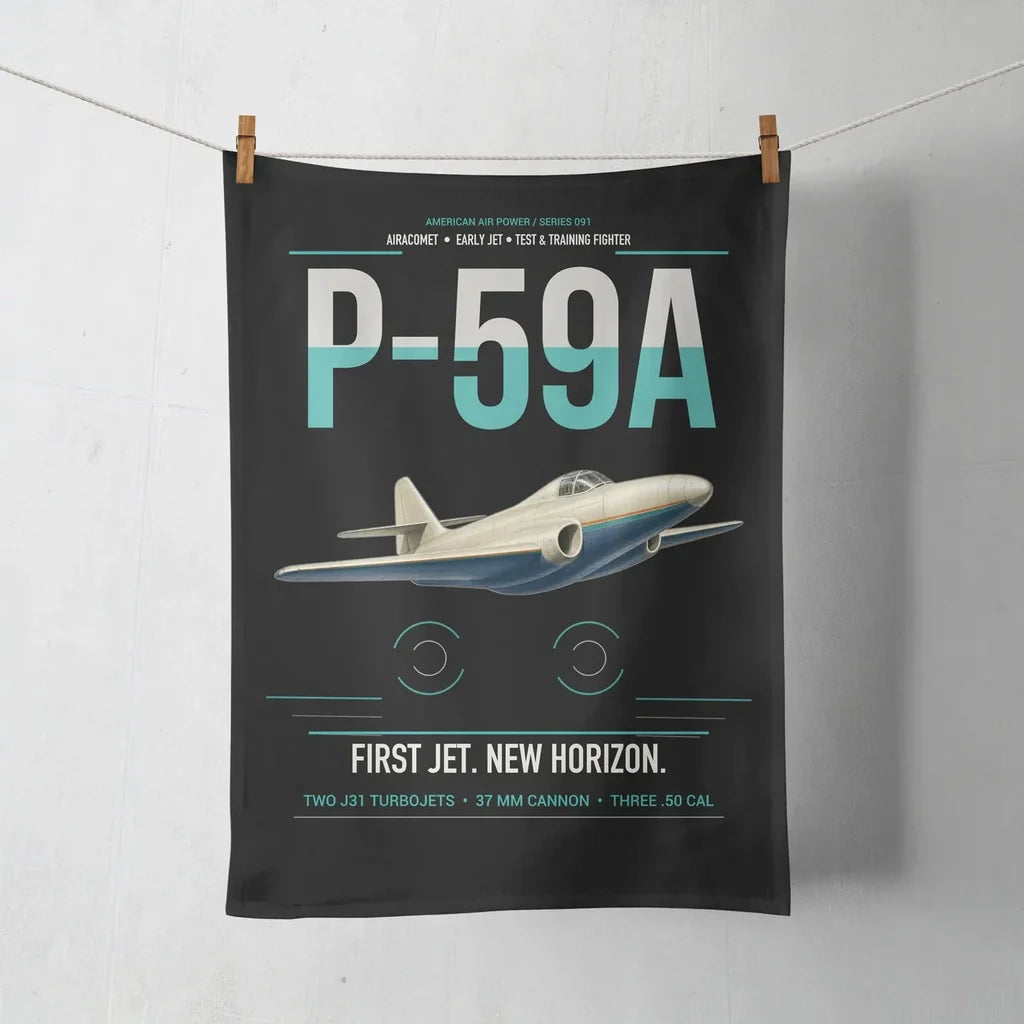 P-59A Airacomet design on black towel