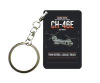 Thumbnail for Boeing Vertol CH-46E Sea Knight design on black designed key chain, double-side print