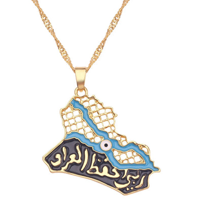 Iraq Map Flag Necklace