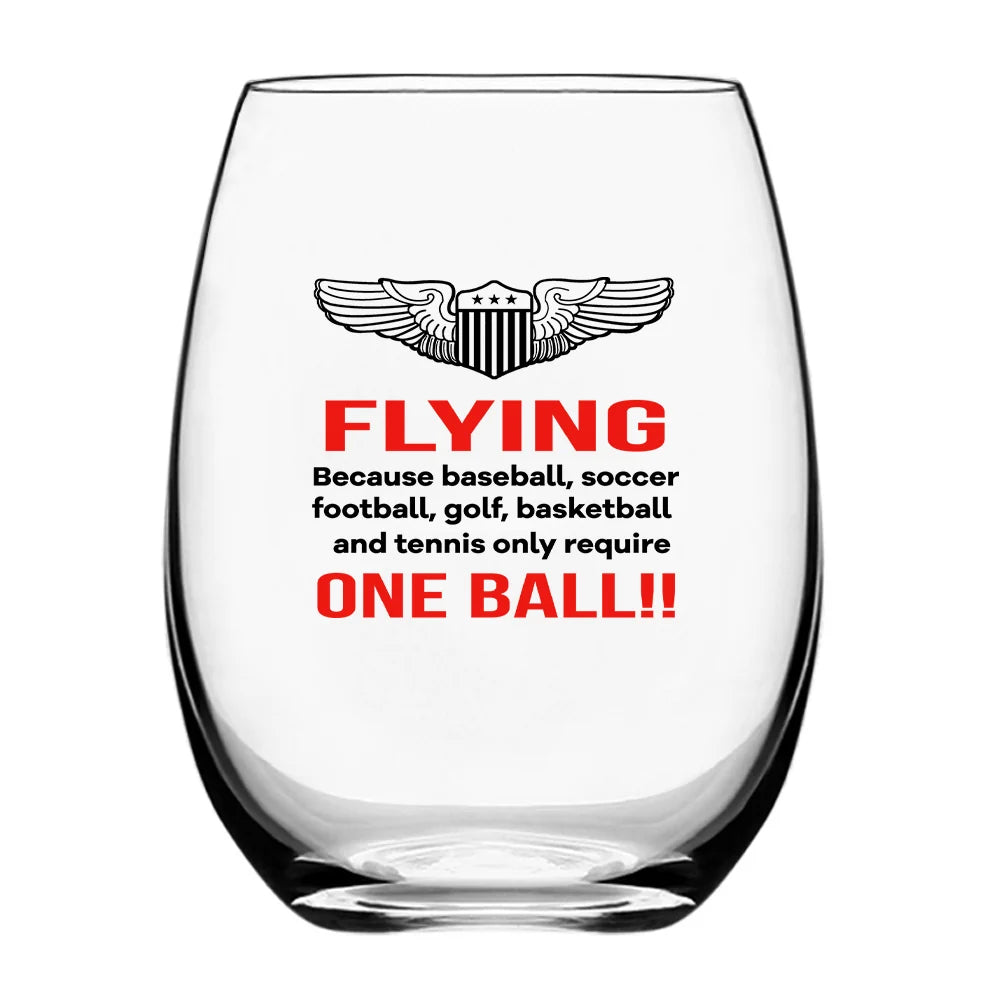 Flying One Ball Water & Drink aviation design on water glass, crystal-clear premium glassware.