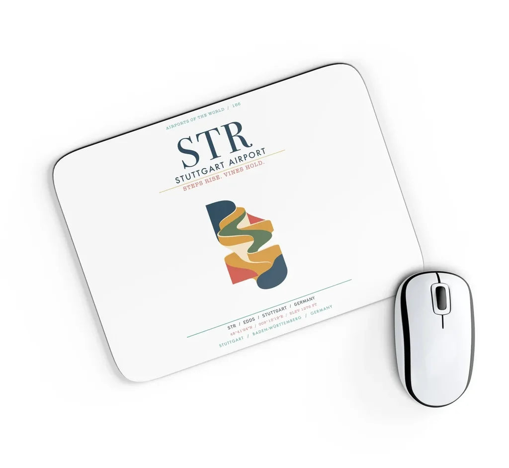 Stuttgart Airport (STR) design on white rectangle mouse pad