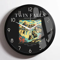 Thumbnail for TWIN FALLS - Poster - Wall Clock Framed - Black