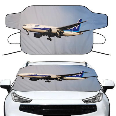ANA's Boeing 777 Car aviation design on car windshield cover.