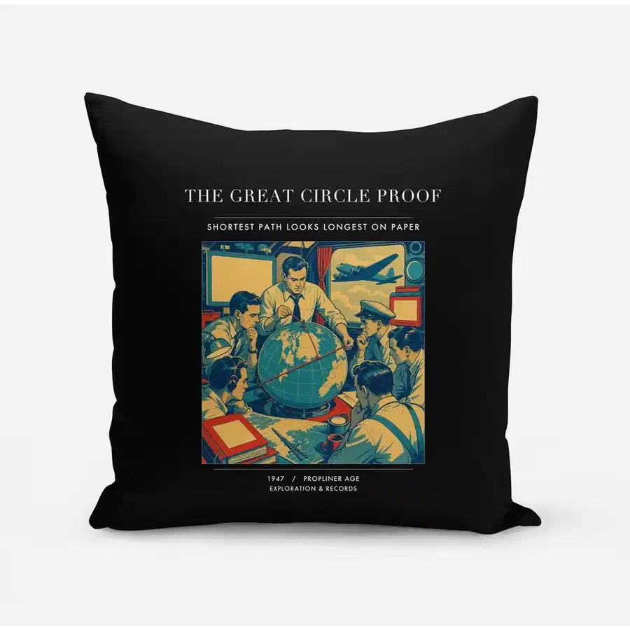 VINTAGE G4292 - The Great Circle Proof - Designed Pillows design on black