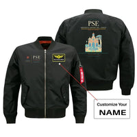 Thumbnail for Mercedita Airport (PSE) design on black bomber jacket with custom name patch