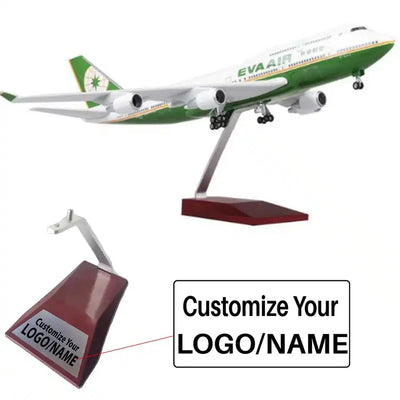 Side view of Eva Air Boeing 747 Airplane Model (1/160 Scale - 47CM) aviation LED model airplane in diecast metal with LED lig.