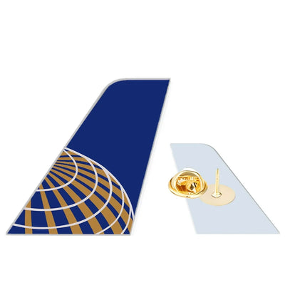 Continental Airlines aviation design tail-shape badge pin in polished alloy.
