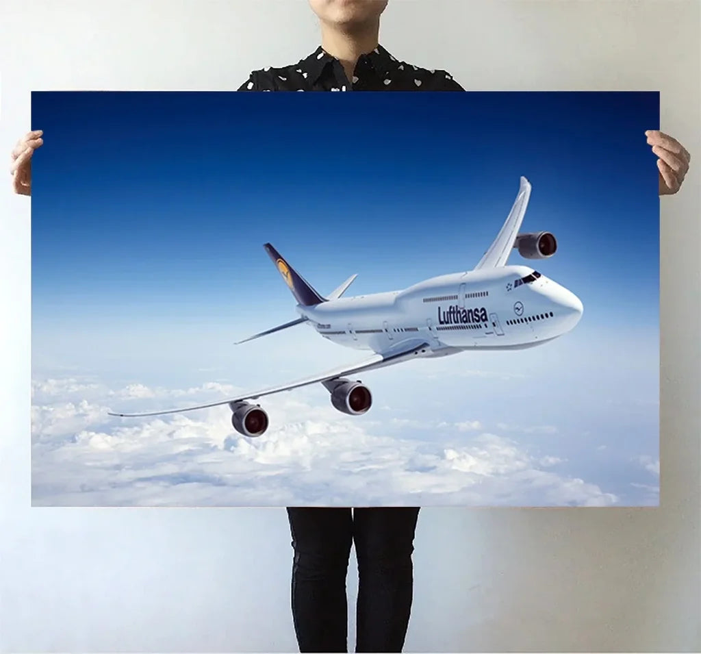 Cruising Lufthansa's Boeing 747 aviation themed poster, premium poster paper.