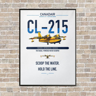 Canadair CL-215 vertical canvas print - framed - white background