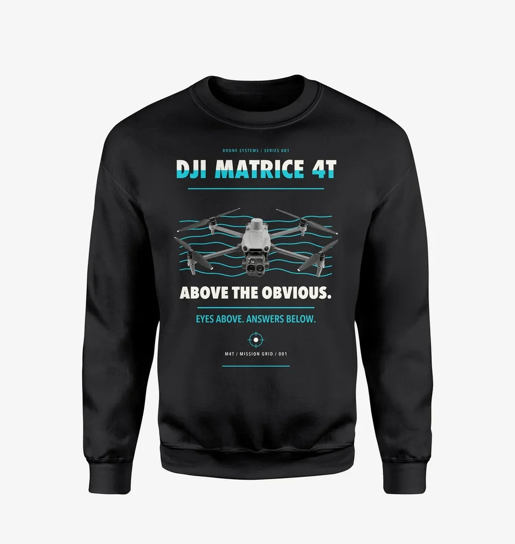 DJI Matrice 4T design on black sweatshirt