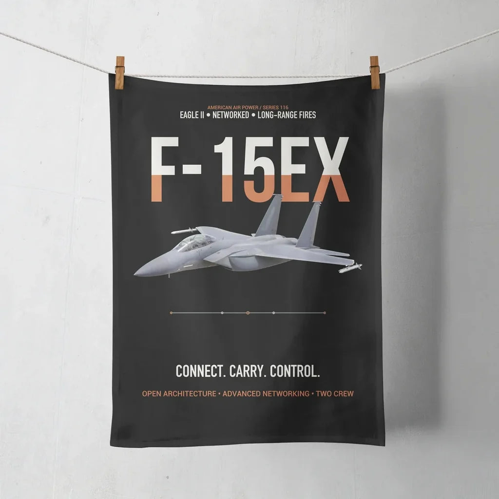 F-15EX Eagle II Connect Carry Control design on black towel