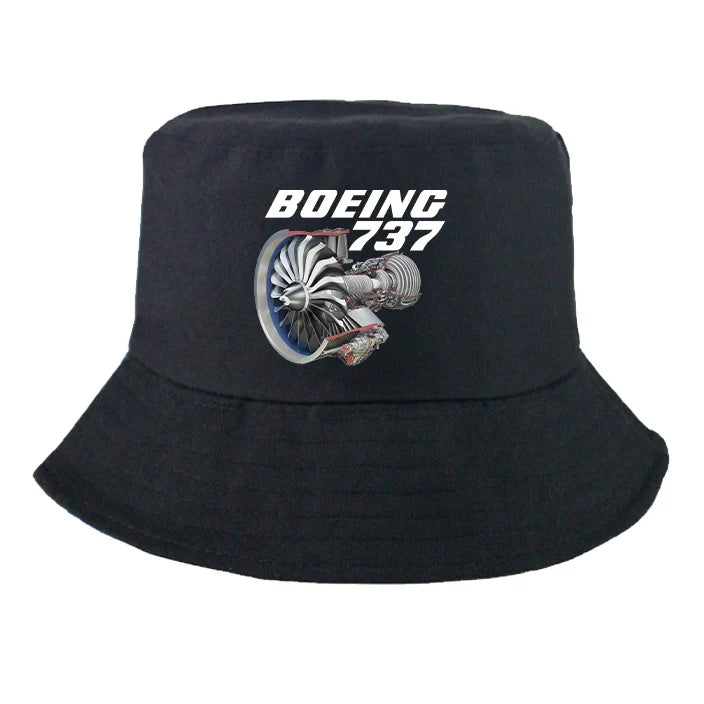 Boeing 737+Text & CFM LEAP-1 Engine summer hat - black