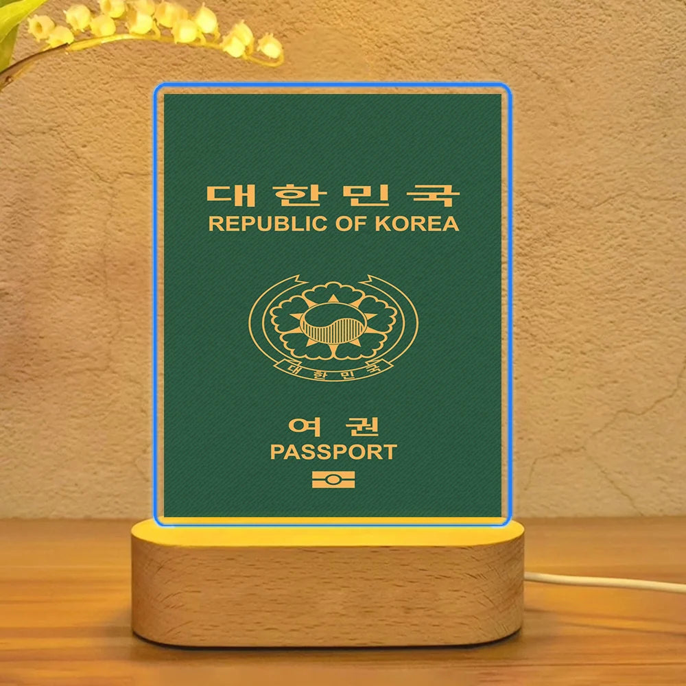 Korean Passport aviation themed night lamp, premium acrylic with LED.