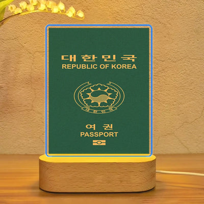 Korean Passport aviation themed night lamp, premium acrylic with LED.