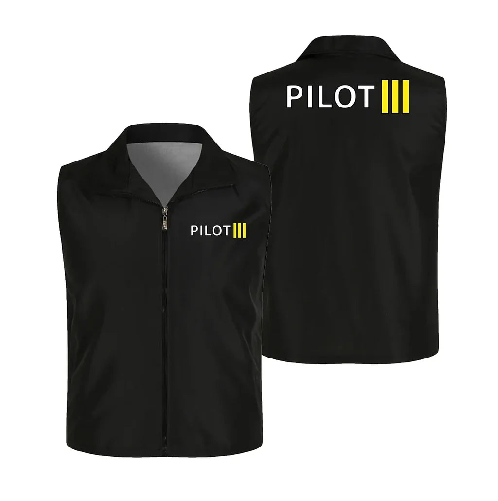 Pilot & Stripes (3 Lines) Thin Style aviation design printed on lightweight shell with sleeveless design thin vest.