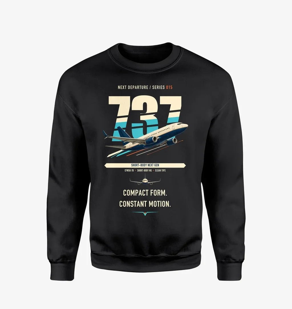 Boeing 737-700 NG design on black sweatshirt