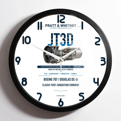 JT3D design on white framed wall clock