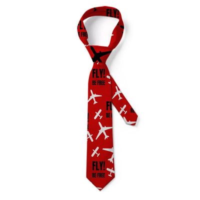 Fly Be Free Red aviation design on premium silk blend tie.