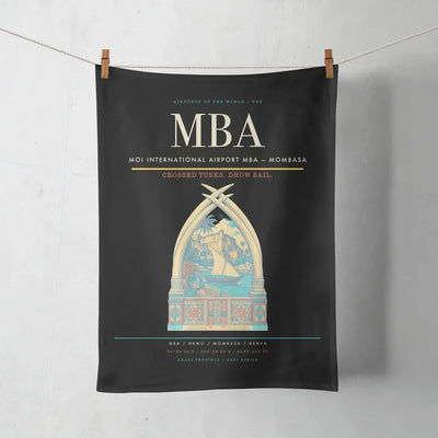 Moi International Airport (MBA) design on black towel