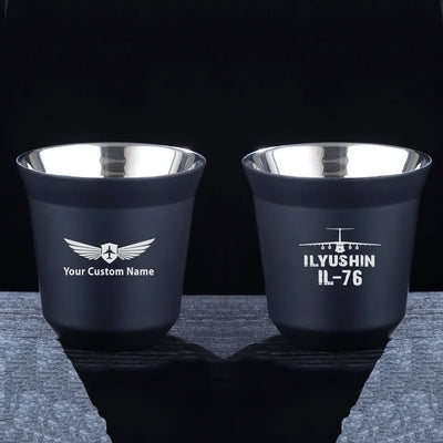 ILyushin IL-76 & Plane aviation design on double-wall coffee mug, vacuum-insulated double-wall.