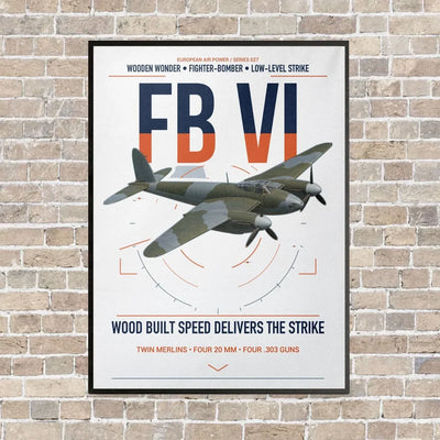de Havilland Mosquito FB VI vertical canvas print - framed - white background
