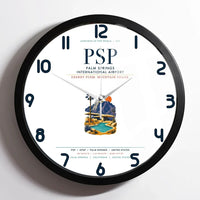 Thumbnail for Palm Springs International Airport (PSP) design on white framed wall clock