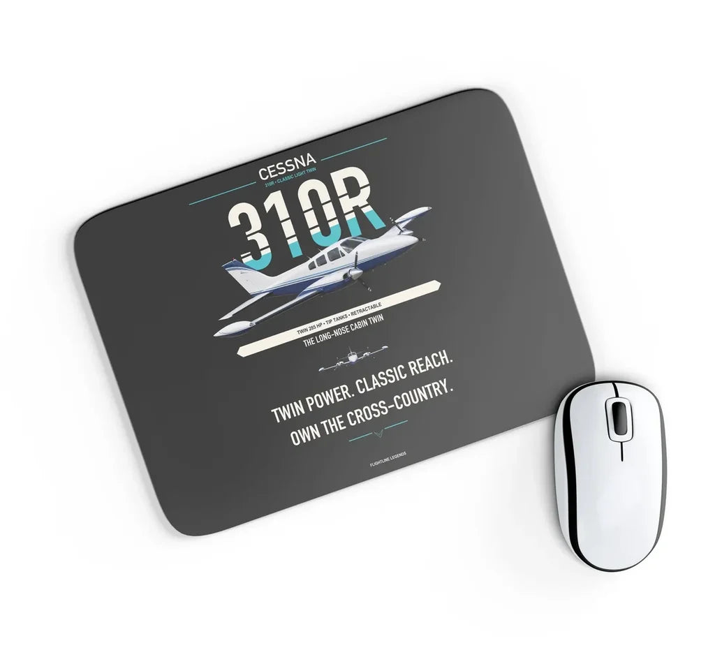 Cessna 310R design on black rectangle mouse pad