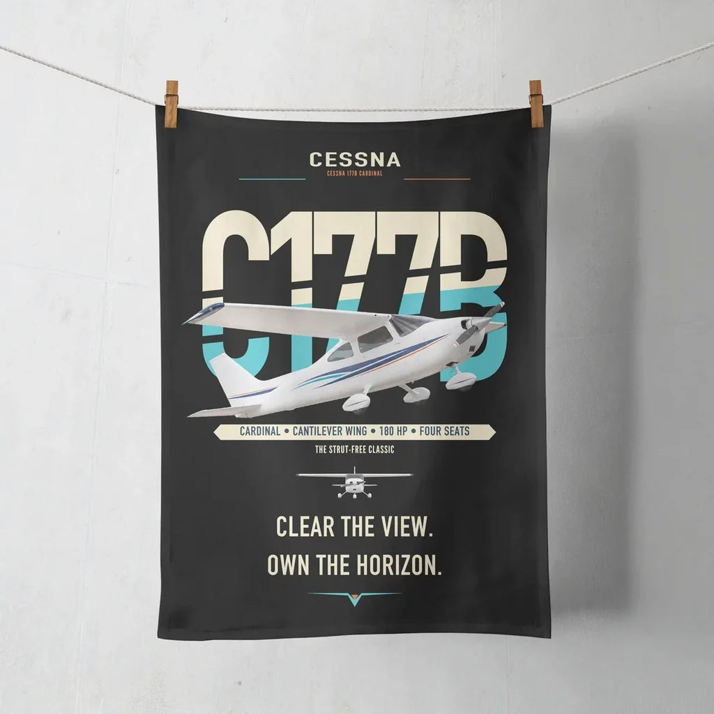 Cessna 177B Cardinal design on black towel