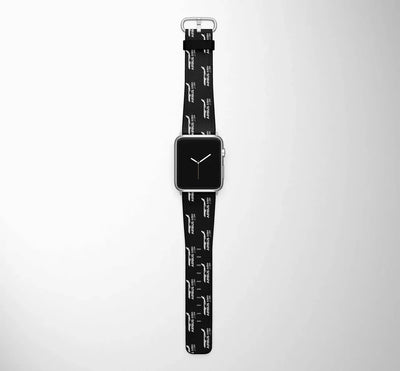 Side view of The Airbus A350 WXB aviation Apple Watch strap in durable silicone, polished finish.