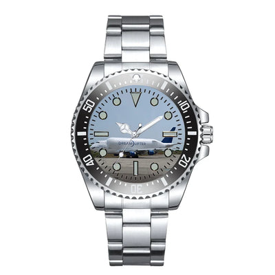 Boeing Dreamlifter Luxury Aviators aviation-themed aviator watch, polished premium stainless steel.