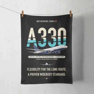 Airbus A330-200 design on black towel