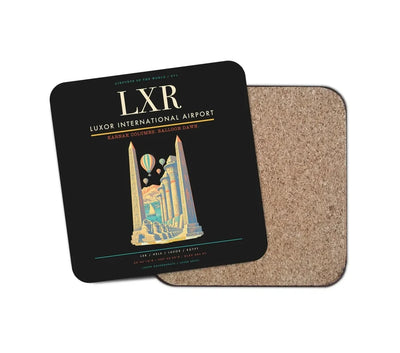 Luxor International Airport (LXR) design on black 1 piece coaster