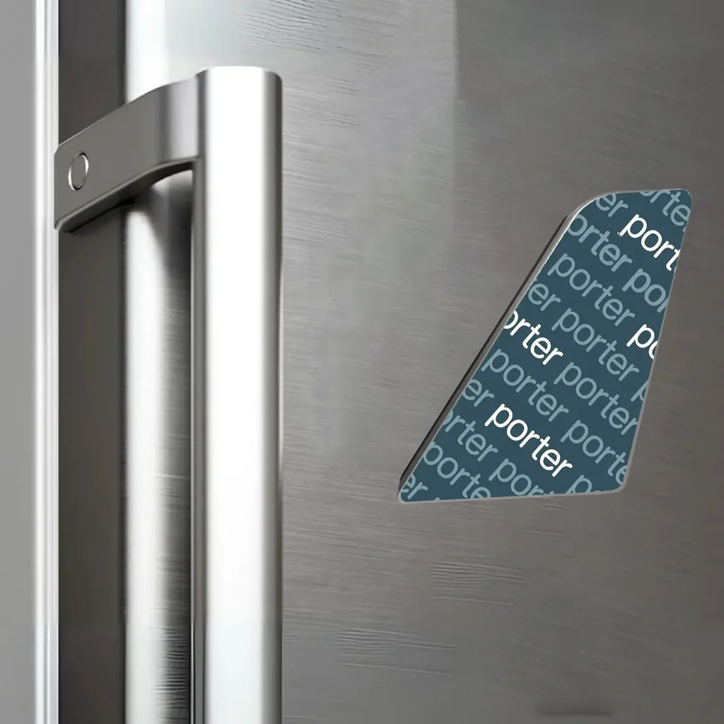 Porter Airlines aviation design tail magnet in 3D metal with magnetic back.
