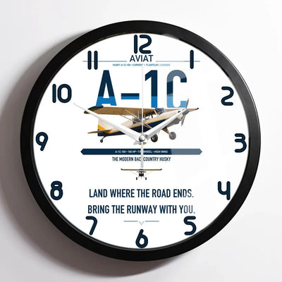Aviat Husky A-1C-180 design on white framed wall clock