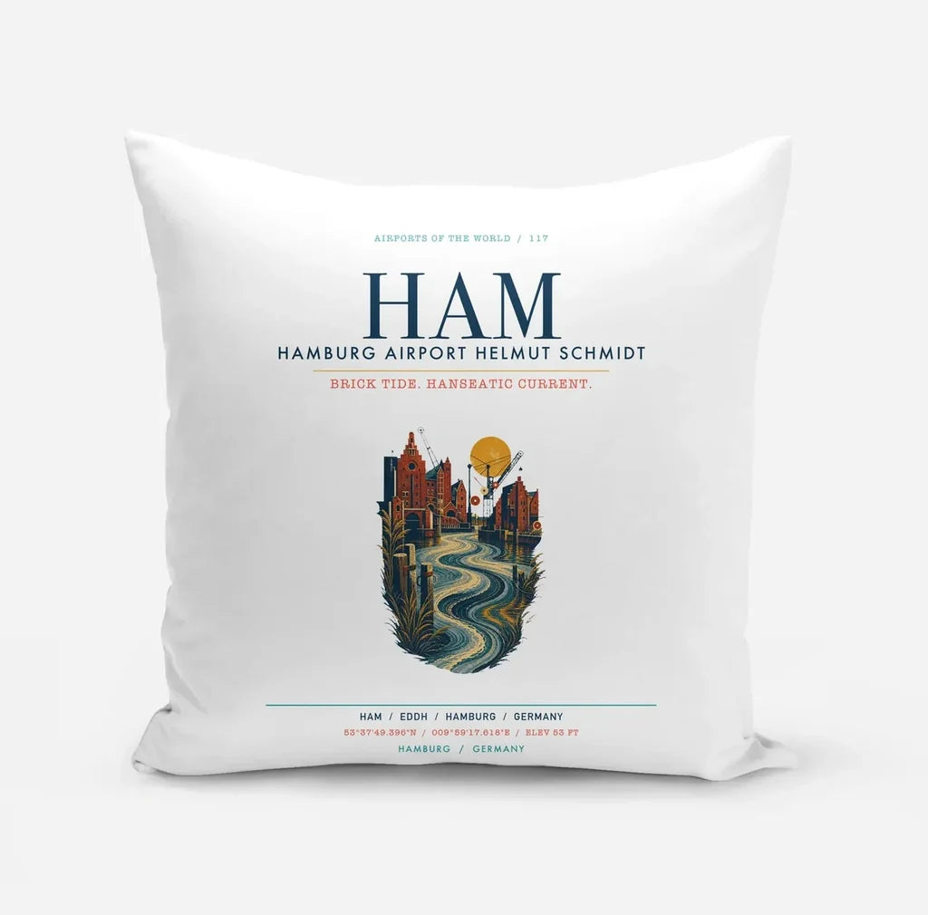 Hamburg Airport Helmut Schmidt (HAM) design on white pillow