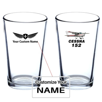 The Cessna 152 Beer & aviation design on beer water glass, versatile drinkware.