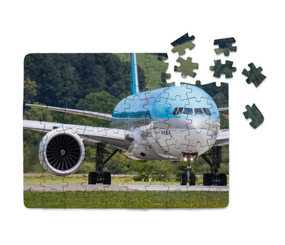 Face to Face with Korean Airlines Boeing 777 aviation design puzzle, premium cardboard.