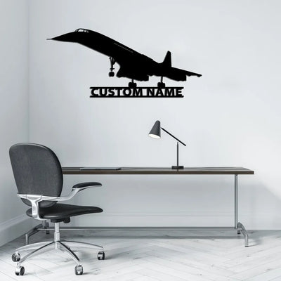 Concorde aviation design on durable metal with painted finish metal wall sign.