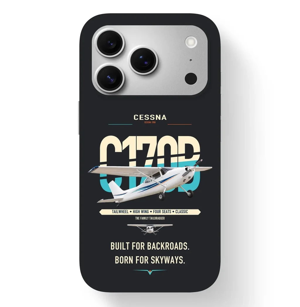 Cessna 170B design on black magsafe iphone case, for iPhone 17 Pro
