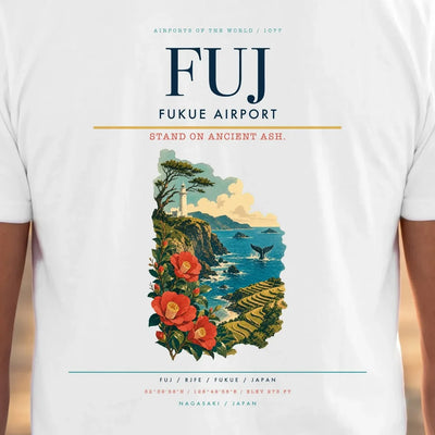Fukue Airport (FUJ) double-side t-shirt design close-up cover