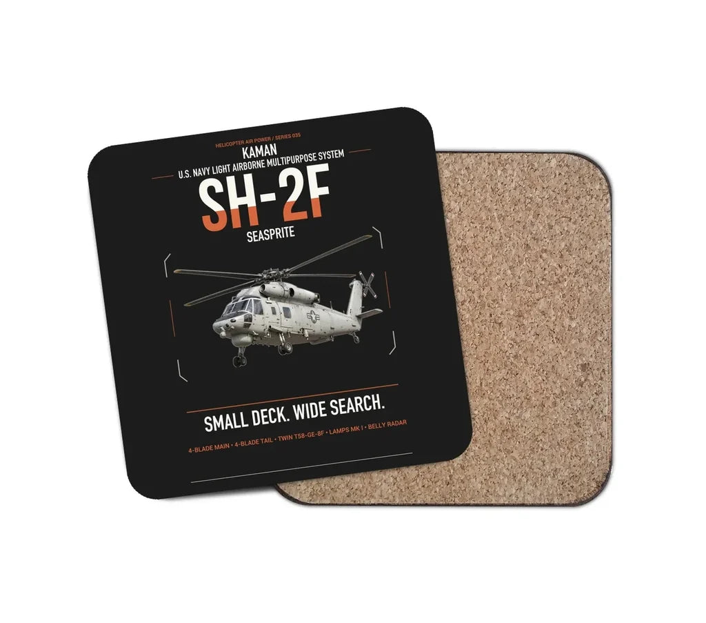 Kaman SH-2F Seasprite design on black 1 piece coaster