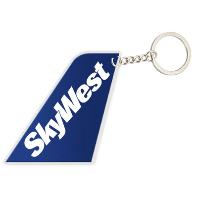 Skywest Airlines aviation aircraft-tail key chain, acrylic body, metal ring.
