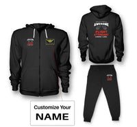 Thumbnail for Flight Attendant aviation design on soft cotton blend zipped hoodie and sweatpants set.