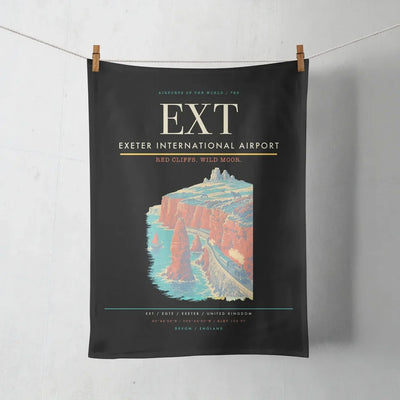Exeter International Airport (EXT) design on black towel